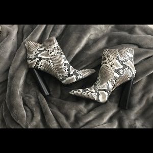 Snake skin heeled booties